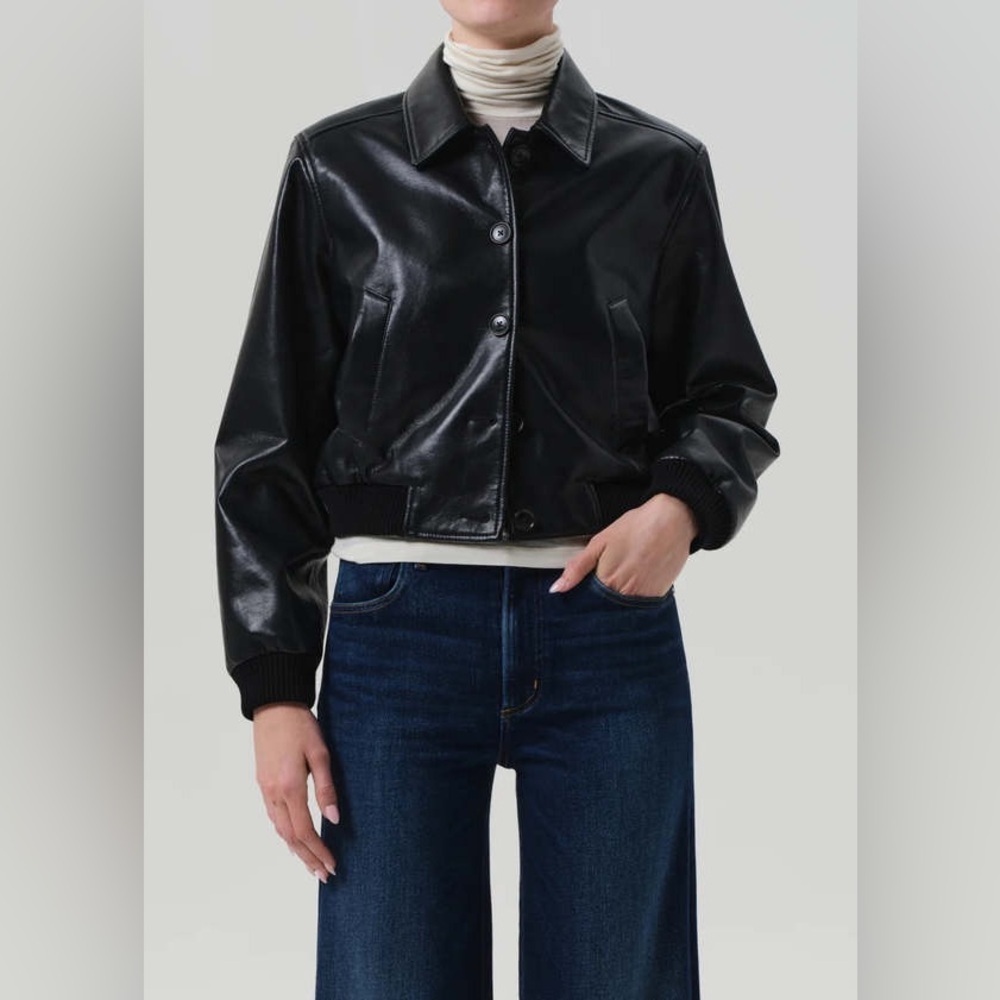 new Citizens of Humanity lola bomber recycled leather jacket in black